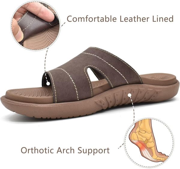 ⁦KuaiLu Womens Fashion Orthotic Slides Ladies Lightweight Athletic Yoga Mat Sandals Slip On Thick Cushion Slippers Sandals With Comfortable Plantar Fasciitis Arch Support⁩ - الصورة ⁦3⁩