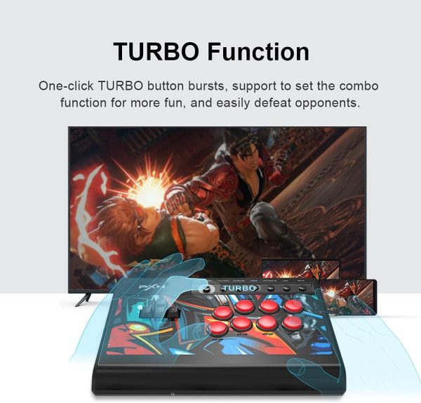 ⁦PXN X8 Arcade Fight Stick PC Street Fighter Keyboard Style Arcade Game Fighting Joystick USB Port Arcade Stick for PS3/ PS4/ Xbox One/Xbox Series X/S/Switch/Window PC(Black)⁩ - الصورة ⁦3⁩