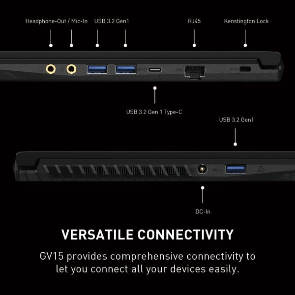 ⁦لابتوب ألعاب جي في 15 من ام اس اي 15.6 انش 144Hz بمعالج انتل كور i5-11400H بمعالج رسومات مساعد انفيديا جي تي اكس 1650 بحجم 8GB وذاكرة 8GB وSSD 256GB بنظام ويندوز 11 بلون اسود⁩ - الصورة ⁦7⁩