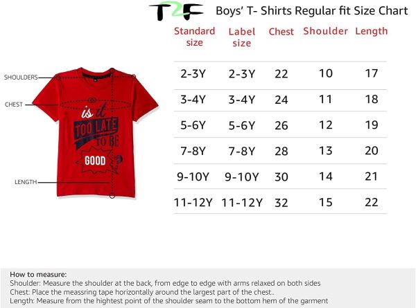 ⁦تيشيرت للاولاد من تي 2 اف، موديل BYS-TSRT-SLD-01⁩ - الصورة ⁦5⁩