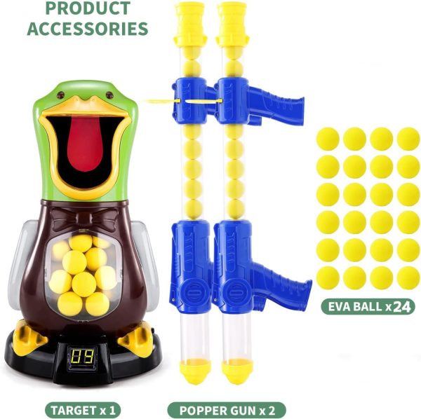 ⁦مسدسات ألعاب إطلاق النار أطفالي من نيلابيل، ألعاب بطة أطفالي، عبوة من قطعتين من قاذفات الفوم مع هدف متحرك، هدية لعبة مسابقات تفاعلية أولادي وبناتي من سن 6 و7 و8 و9 سنوات، رغوة، أصفر⁩ - الصورة ⁦5⁩