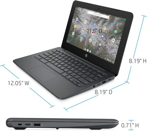 ⁦HP احدث كروم بوك فلاجشيب بشاشة HD 11.6 انش (1366×768)، معالج انتل سيليرون N3350، 4GB LPDDR2، ذاكرة اي ام ام سي 32GB، نظام تشغيل كروم، بطاقة رسومات HD 500، 11A-NB0013DX، رمادي فاتح⁩ - الصورة ⁦7⁩