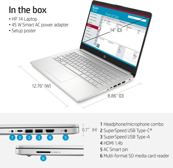 ⁦HP لابتوب بافليون 14 انش HD، انتل كور i5-1135G7 (بيتس i7-1065G7)، بطاقة رسومات انتل ايرس Xe، عمر بطارية طويل، كاميرا ويب، HDMI، واي فاي، بلوتوث، ويندوز 11 (16GB RAM | 1TB SSD)⁩ - الصورة ⁦3⁩