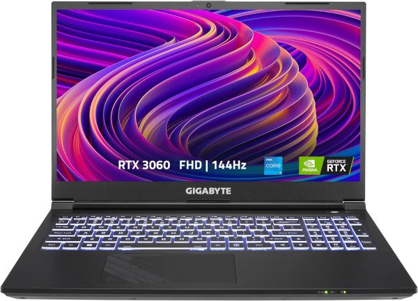 جيجابايت G5 كيه اي: لابتوب العاب 15.6 انش FHD 144Hz، بطاقة انفيديا جيفورس RTX 3060 وحدة معالجة الرسومات الجرافيكية 6GB GDDR6، انتل كور i5-12500H، ذاكرة 16GB، 512GB SSD، ويندوز 11 هوم (G5 KE-52US213SH)