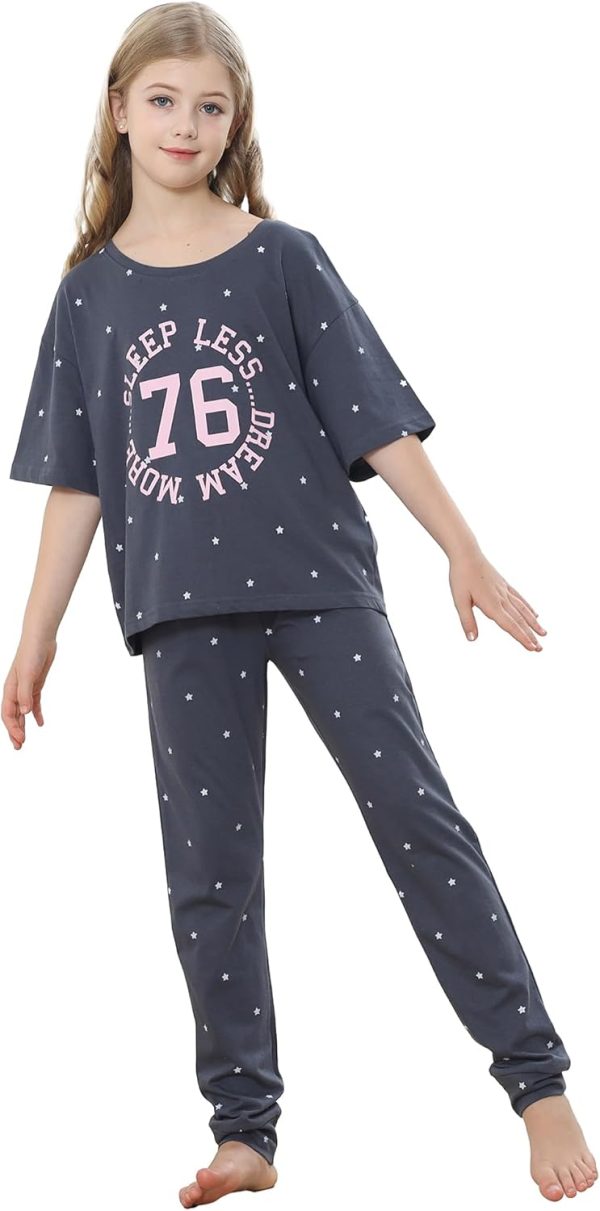 The Essentials Wardrobe Girls Pyjamas Set with Short Sleeve Top