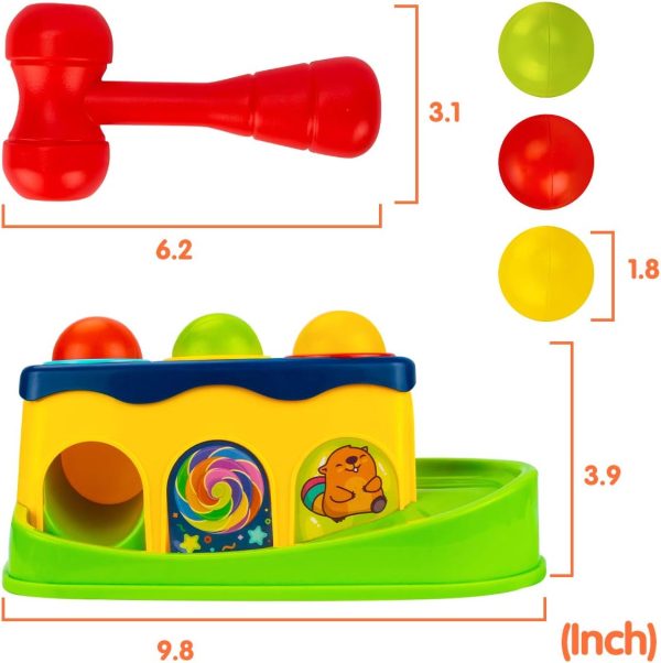 ⁦العاب المطرقة والكرة من يوني لهدايا الرضع الاولاد والبنات بعمر 1 سنة - العاب ضرب الكرة - العاب الاطفال من 6 إلى 12 18 شهر، ABS، ألوان متعددة⁩ - الصورة ⁦7⁩