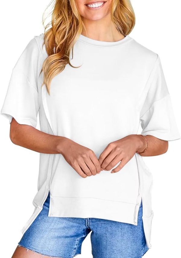 Bliwov Womens Tops Oversized T Shirts 2024 Crewneck Loose Short