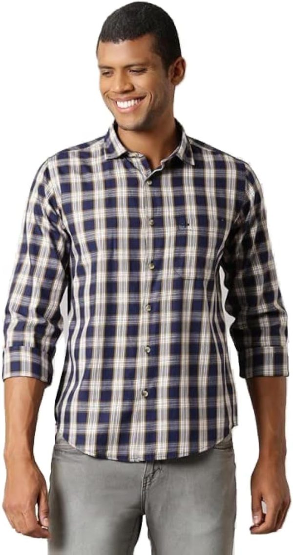 DRIP Mens Plaid Check Slim Fit Casual Shirt