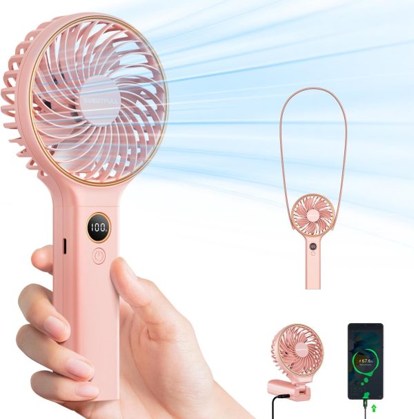 SWEETFULL Handheld Fan Portable Fan 5000mAh Rechargeable Battery 6 Speed