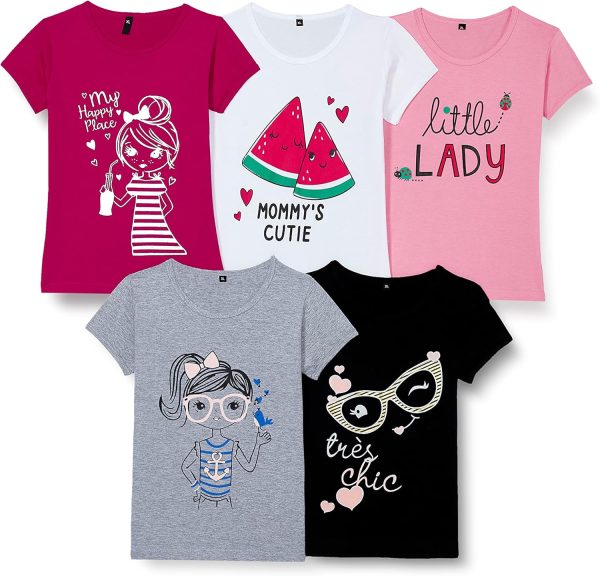 T2F girls Girls Tshirt T Shirt pack of 5