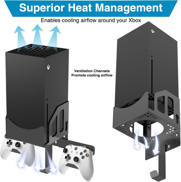 ⁦Wall Mount Kit for Xbox Series X - Black Metal with Controller Holder & Headphone Hanger, Designed for Accessory Mounting Near Your TV.⁩ - الصورة ⁦4⁩