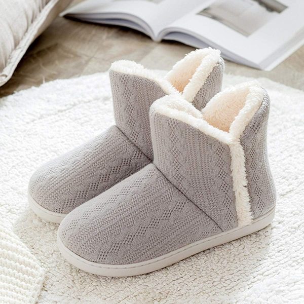 ⁦AONEGOLD® Slippers Women's Men's Winter Warm Hut Boots Knitted Non-Slip Plush Slippers Indoor Shoes Outdoor Indoor⁩ - الصورة ⁦2⁩