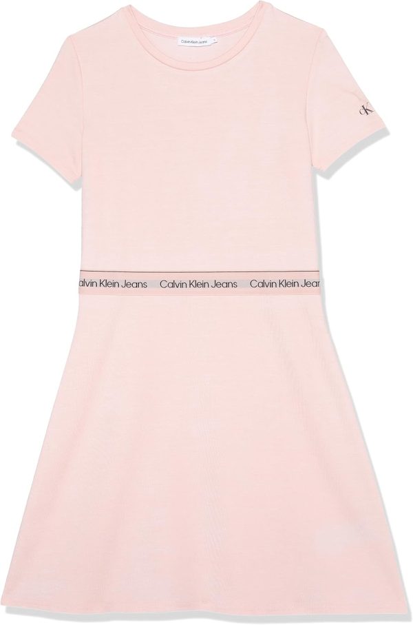 Calvin Klein Jeans Girls Logo Tape Ss Punto Dress Color