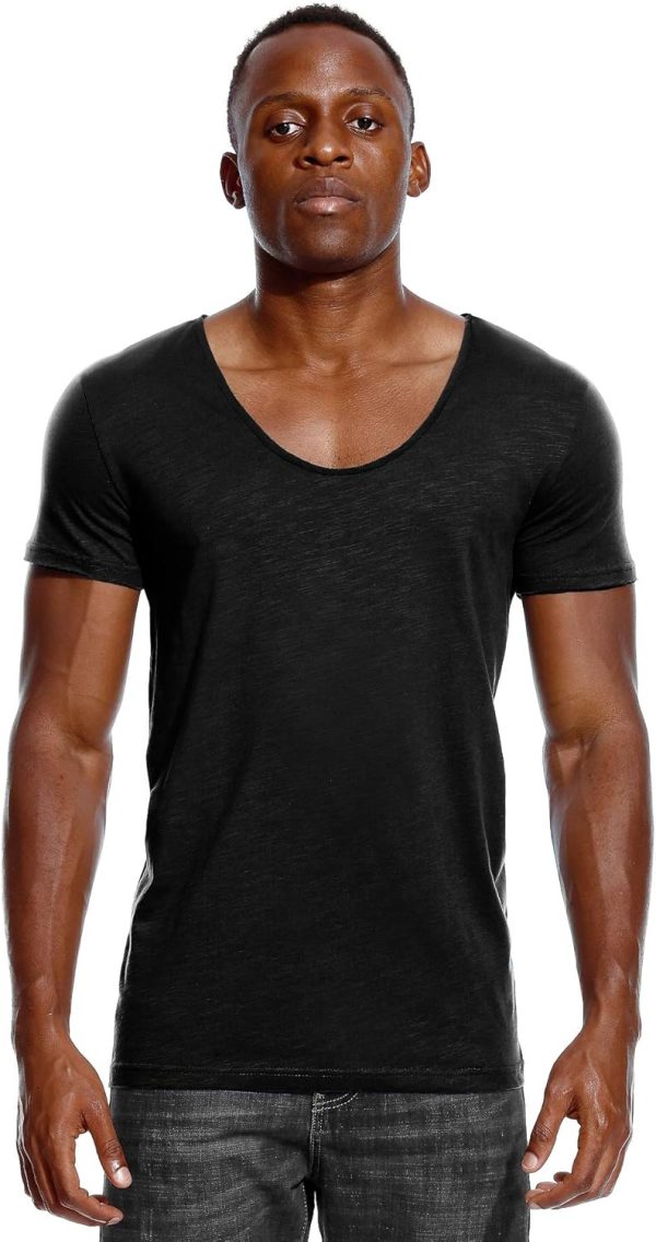 Deep V Neck T Shirt for Men Low Cut Scoop