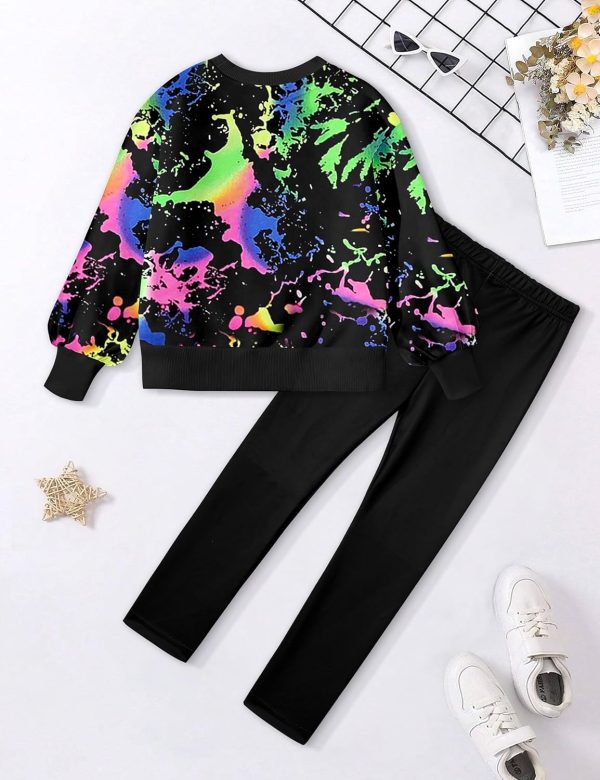 1732240498 Tomolant Girls Clothes Girls Outfits Tie Dye Sweatshirt Tops and Leggings Sweatpants 2 Piece Fall Winter Clothes Set 7 14T