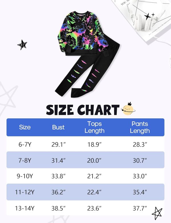 1732240502 Tomolant Girls Clothes Girls Outfits Tie Dye Sweatshirt Tops and Leggings Sweatpants 2 Piece Fall Winter Clothes Set 7 14T