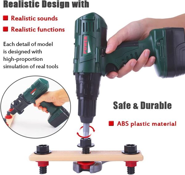 ⁦GOLCUGYJH Battery-Powered Drill Tool Set, Boy Repair Tool Kit with Rotating and Interchangeable Bits,Pretend Play Toy for Boys Girls Kids⁩ - الصورة ⁦4⁩