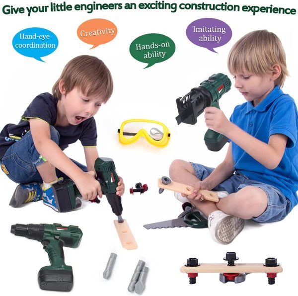 ⁦GOLCUGYJH Battery-Powered Drill Tool Set, Boy Repair Tool Kit with Rotating and Interchangeable Bits,Pretend Play Toy for Boys Girls Kids⁩ - الصورة ⁦6⁩