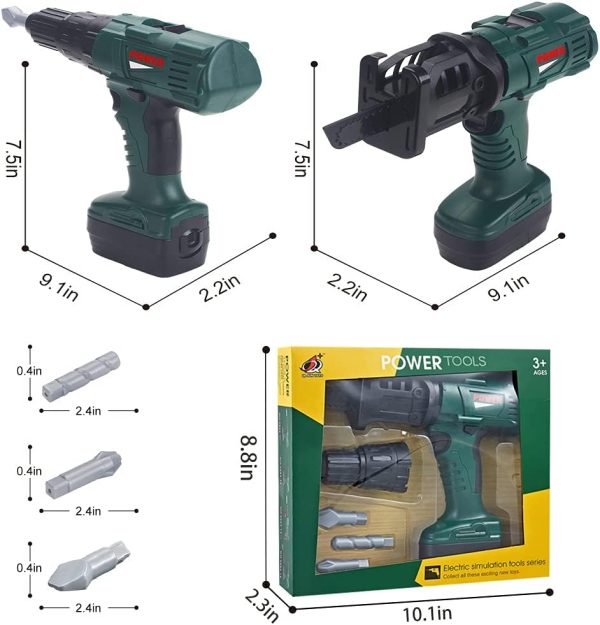 ⁦GOLCUGYJH Battery-Powered Drill Tool Set, Boy Repair Tool Kit with Rotating and Interchangeable Bits,Pretend Play Toy for Boys Girls Kids⁩ - الصورة ⁦7⁩