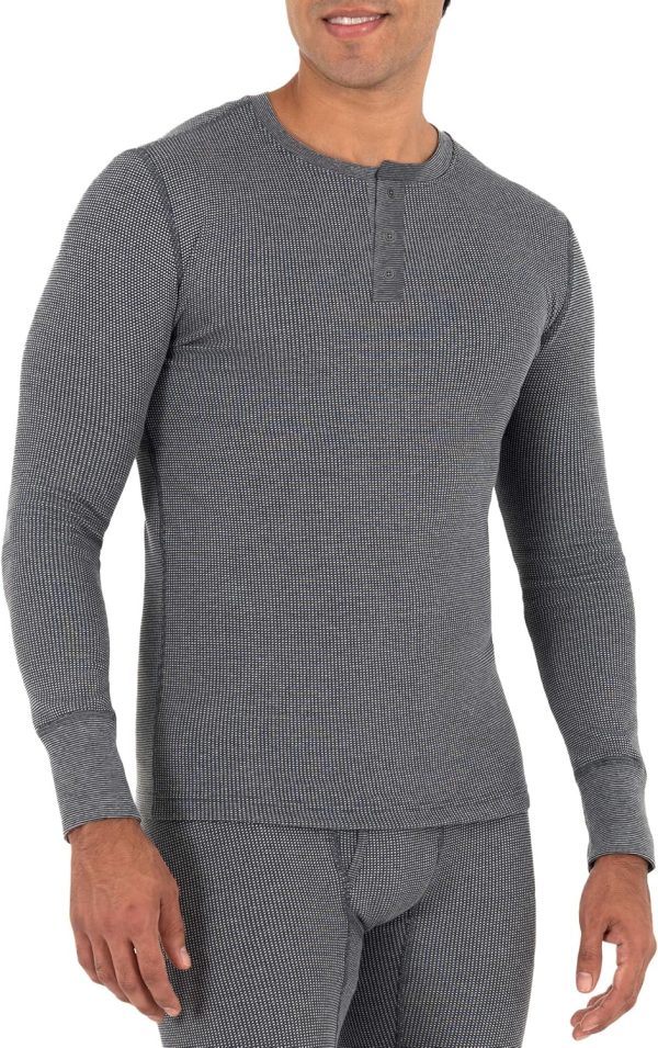 ⁦Fruit Of The Loom mens Recycled Waffle Thermal Underwear Henley Top (1 and 2 Packs) Pajama Top⁩ - الصورة ⁦3⁩