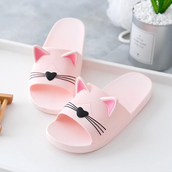 ⁦AioTio Women's Slippers, Indoor Non Slip Slippers, Cat Shaped Cute Cartoon Slippers⁩ - الصورة ⁦4⁩