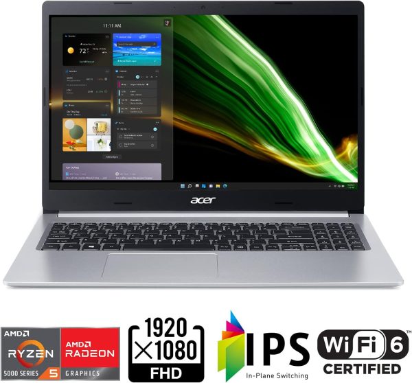 ⁦لابتوب مع اي ام دي من ايسر اسباير 5 A515,45,R74Z الرفيع 15.6 انش FHD IPS، رايزن 5 5500U محمول سداسي النواة، راديون 8 DDR4، SSD 256 واي فاي 6 ، ويندوز 11 هوم⁩ - الصورة ⁦3⁩