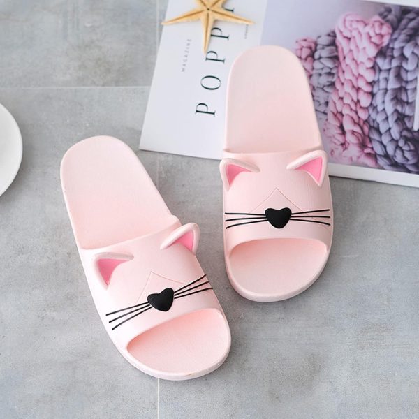 ⁦AioTio Women's Slippers, Indoor Non Slip Slippers, Cat Shaped Cute Cartoon Slippers⁩ - الصورة ⁦3⁩