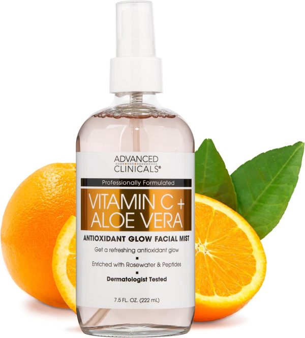 Advanced Clinicals Vitamin C Ferulic Acid Antioxidant Glow Face Mist Spray - 8oz