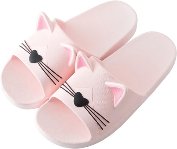 AioTio Women's Slippers, Indoor Non Slip Slippers, Cat Shaped Cute Cartoon Slippers