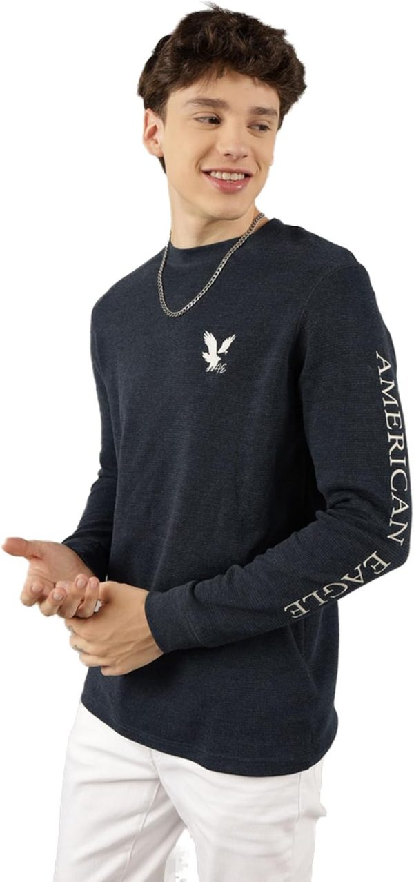 American Eagle Mens U 1182 3132 993 Long Sleeve Logo Graphic Thermal T Shirt