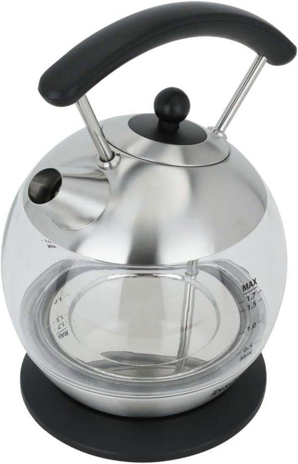 ⁦EDISON ELECTRIC Glass Water Kettle with Black Handle 1.7L 2200W-⁩ - الصورة ⁦2⁩