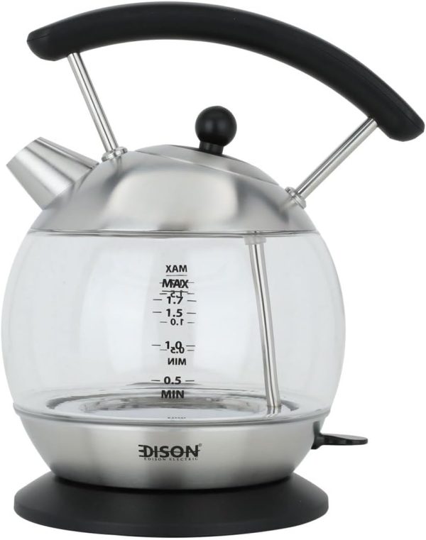 EDISON ELECTRIC Glass Water Kettle with Black Handle 1.7L 2200W-