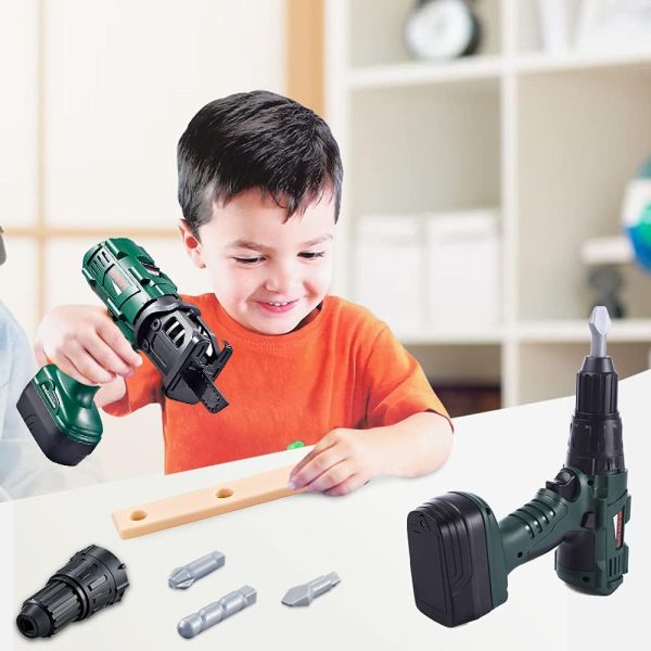 ⁦GOLCUGYJH Battery-Powered Drill Tool Set, Boy Repair Tool Kit with Rotating and Interchangeable Bits,Pretend Play Toy for Boys Girls Kids⁩ - الصورة ⁦2⁩