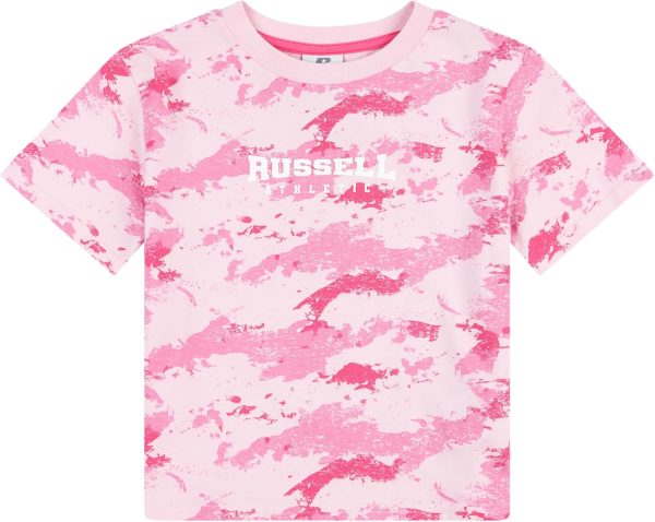 RUSSEL ATHLETICS Girls RSL5002B77 Russell Athletic Camo Crop T Shirt 7 8Y