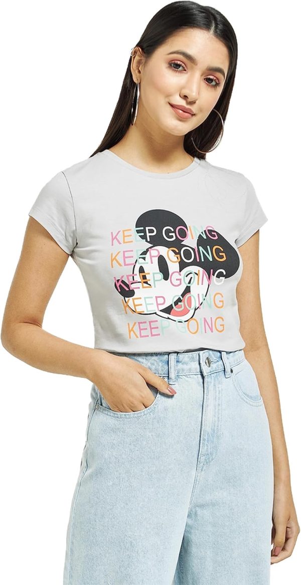 SP Characters Mickey Mouse Print Round Neck T Shirt With Short