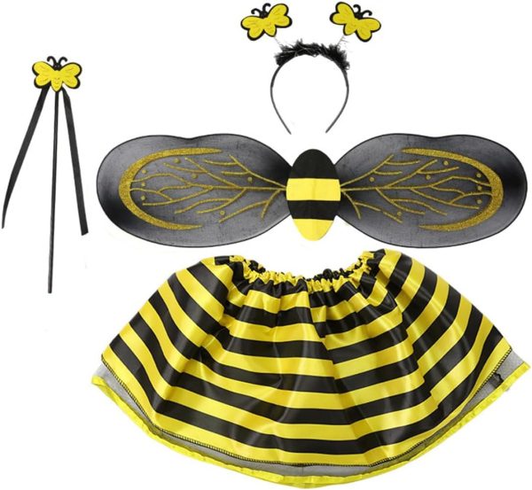 YelaJoy 4 Pcs Kids Honey Bee CostumeTutu Dress Ladies Pink