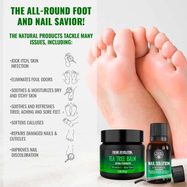 1733022194 Viking Revolution Athletes Foot Treatment Extra Strength Foot Cure Kit Includes Tea Tree Body Wash Tea Tree Balm Foot Soak Toenail Treatment