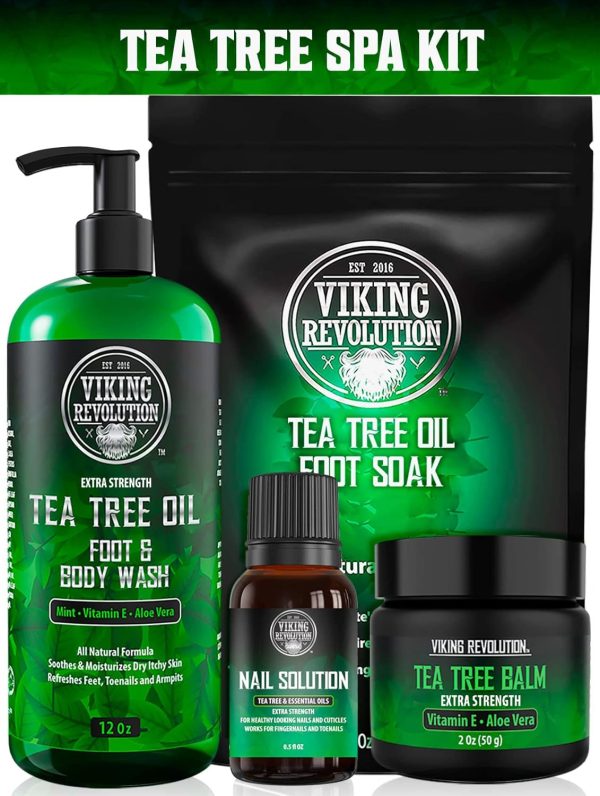 1733022198 Viking Revolution Athletes Foot Treatment Extra Strength Foot Cure Kit Includes Tea Tree Body Wash Tea Tree Balm Foot Soak Toenail Treatment