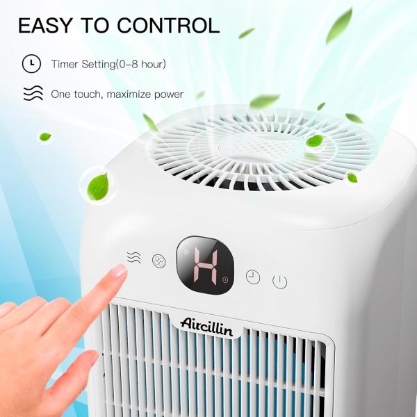 ⁦Aircillin Air Purifiers for Home Bedroom Up to 908 Sq Ft, Air Purifiers with HEPA Filter Aromatherapy,Turbo Boost Button, Sleep Mode, White⁩ - الصورة ⁦4⁩