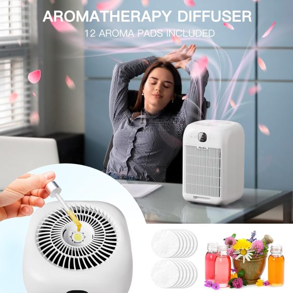 ⁦Aircillin Air Purifiers for Home Bedroom Up to 908 Sq Ft, Air Purifiers with HEPA Filter Aromatherapy,Turbo Boost Button, Sleep Mode, White⁩ - الصورة ⁦7⁩