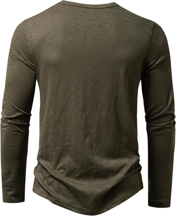 ⁦PARKLEES Men's Casual Front Placket Basic Long Sleeve Henley Shirt Muscle Workout Athletic Tee Tops⁩ - الصورة ⁦3⁩