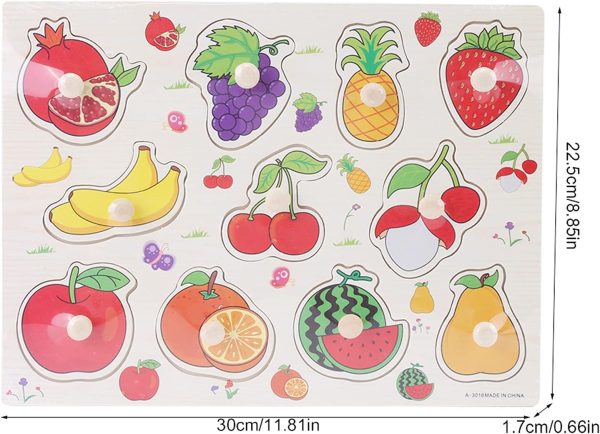 ⁦لعبة خشبية تعليمية بازل بمقبض يد من جيرمر لغز تعليمي لمرحلة ما قبل المدرسة للبنات والاولاد A3016 فواكه طفل⁩ - الصورة ⁦7⁩