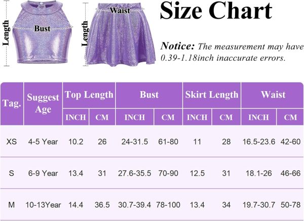 ⁦سيور طقم ملابس رقص لامعة للبنات مكون من قطعتين للتدريب على التشجيع، بلوزة قصيرة برقبة برباط وتنورة، ازياء ازياء اداء الهيب هوب⁩ - الصورة ⁦5⁩