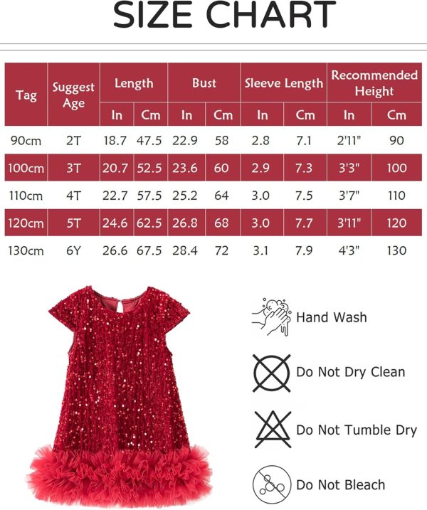 ⁦SEAUR Sparkly Sequin Dress for Girls Kids Short Sleeve Party Dresses Toddler Birthday Dress A-Line Tutu Princess Dress Ball Gown⁩ - الصورة ⁦6⁩