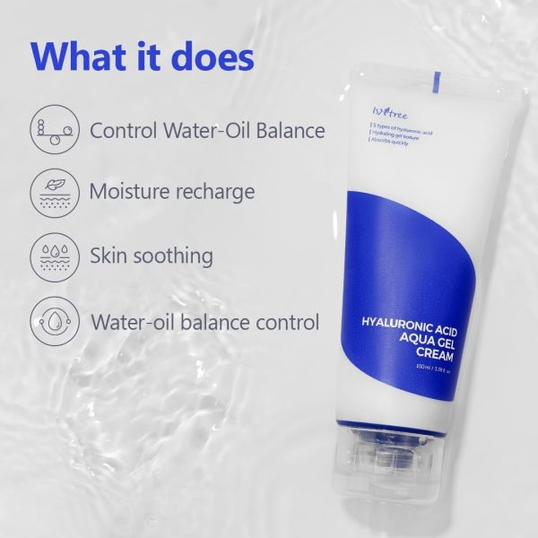 ⁦IsNtree Hyaluronic Acid Aqua Gel Cream 100ml, 3.38 fl.oz | Lightweight Hydrating Gel | Quick Absorbing Moisturizer | Korean Skincare⁩ - الصورة ⁦3⁩