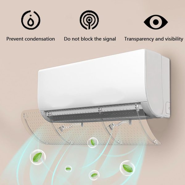 ⁦عاكس مكيف الهواء من صني بيا، غطاء شفاف مضاد للنفخ المباشر، زاوية تركيب بدون فتحة قابلة للتعديل للمنزل والمكتب 60-90 سم⁩ - الصورة ⁦3⁩
