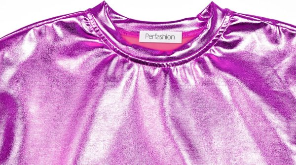 ⁦Perfashion Matching Doll&Girls Metallic Top Long Sleeve Sparkly Shirt for Dance Crop 4-15 Years⁩ - الصورة ⁦3⁩