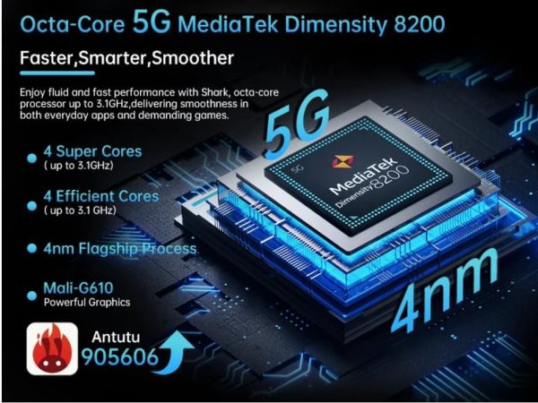 ⁦8849 شارك 5G، ذاكرة RAM 24GB (12GB+12GB) روم 256GB، 15600mAh، شاشة 120Hz، ان اف سي، رؤية ليلية 64MP، 66 واط، اصدار عالمي⁩ - الصورة ⁦3⁩