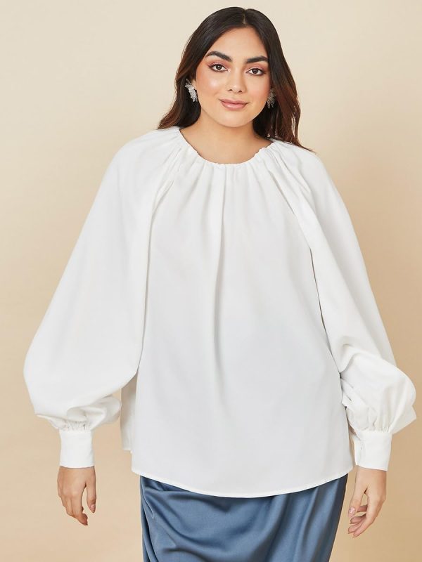 ⁦Styli Women Balloon Sleeve Relaxed Fit Blouse⁩ - الصورة ⁦4⁩