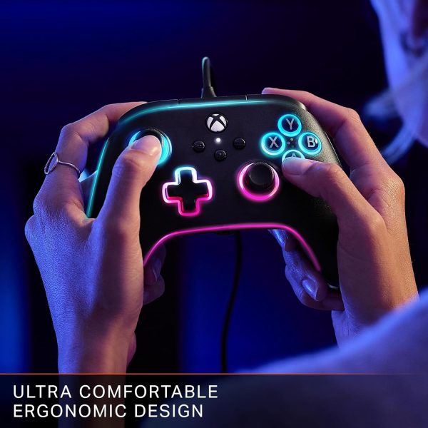 ⁦PowerA Advantage Wired Controller for Xbox Series X|S with Lumectra + RGB LED Strip - Black, RGB Xbox Controller with Detachable 10ft USB-C Cable, Customizable RGB Lighting, Mappable Buttons, Trigger⁩ - الصورة ⁦6⁩